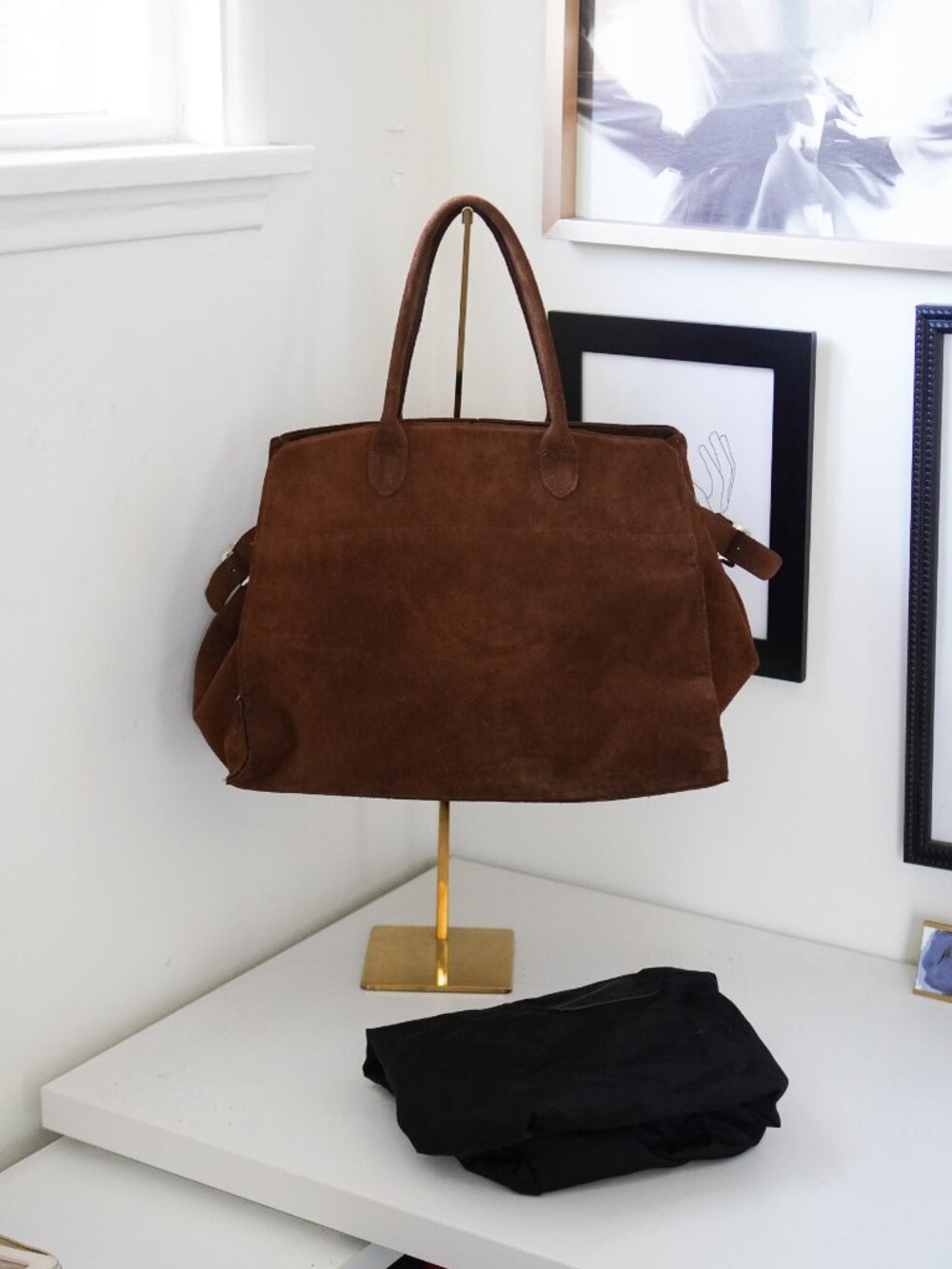 Andros Calf Suede Classic Work Bag in brown